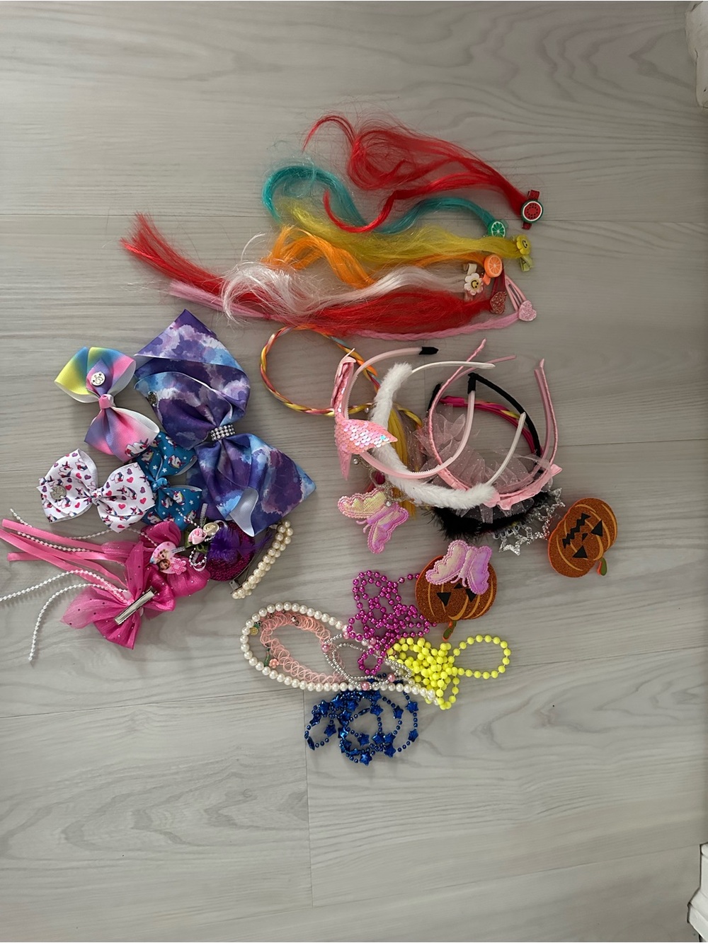 Kids Multicolor Hair Accessories Set - Assorted Clips, Headbands & Beads